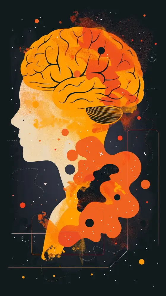 Symbolická ilustrace mozku představující mentální sílu a vnitřní stabilitu.