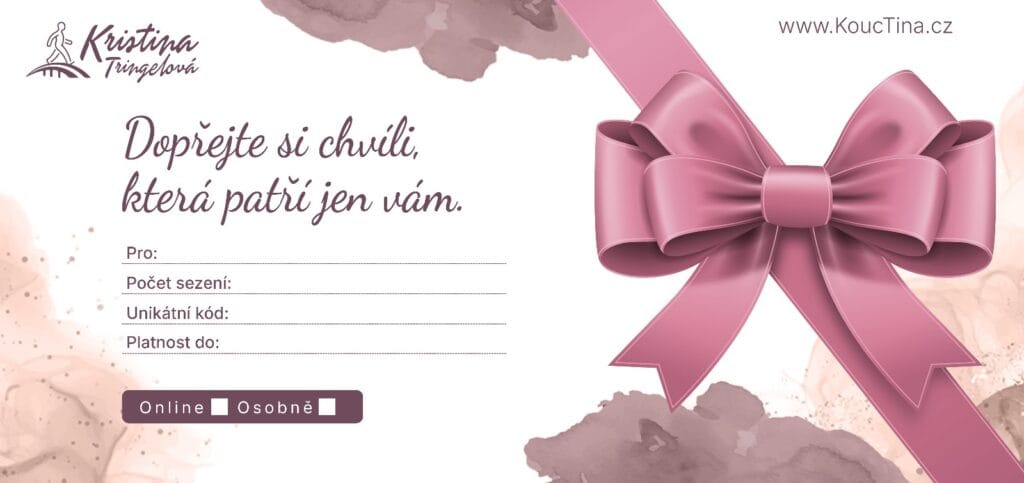 Dárková poukázka na osobní koučink – růžová mašle.